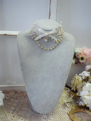 Handmade Elegant Lolita Bowknot Bead Chain Lace Choker
