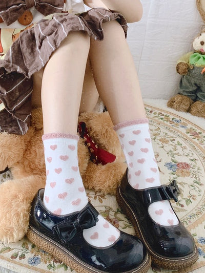 4 Colors Heart-shaped Cotton Lolita Stockings