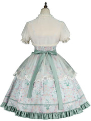 Lily of the Valley Floral Print Bowknot Details Lolita JSK