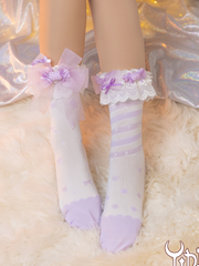 Sweet Whimsical World Sweet Socks with Detachable Lace Cuff