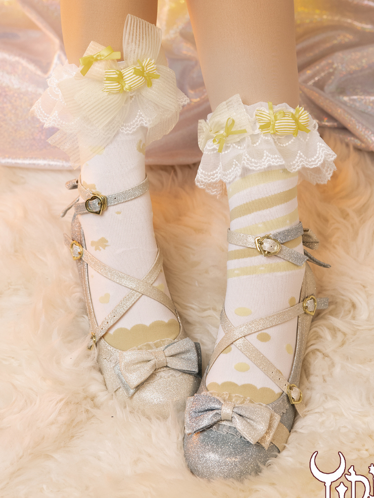 Sweet Whimsical World Sweet Socks with Detachable Lace Cuff