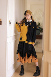 Liquid Cat 5 Colors Halloween V-neck Long Sleeves Ouji Lolita Cardigan with Tie