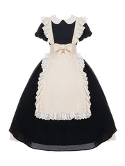 Black and White Maid Dress Apron Design One Piece