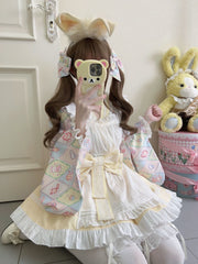 【Zhaohe Sweet Pet】~Original Design of White Sugar GirlLolitaDress Cute Japanese Style Maid Dress Summer