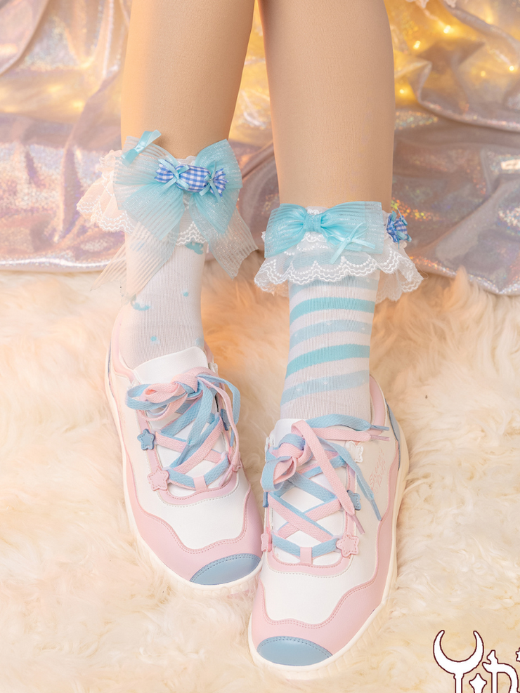 Sweet Whimsical World Sweet Socks with Detachable Lace Cuff