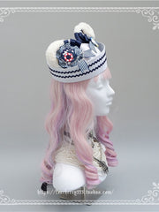 Navy Style Teddy Ear Handmade Hat