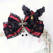 Devil Meow Bat Wing and Cross Decorated Gothic Hairclip