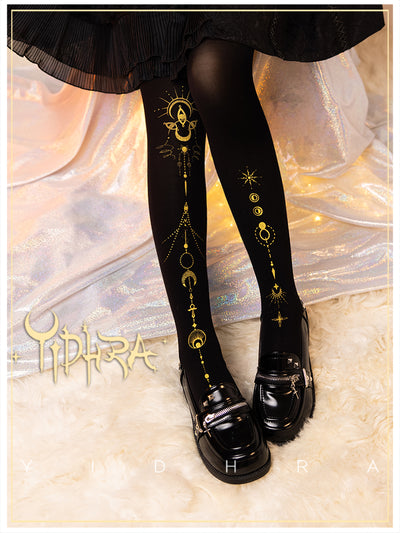 Asymmetrical Print Lolita Tights