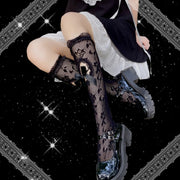 Symmetrical Oval Hallow-out with Bowknots Punk Lolita Stockings