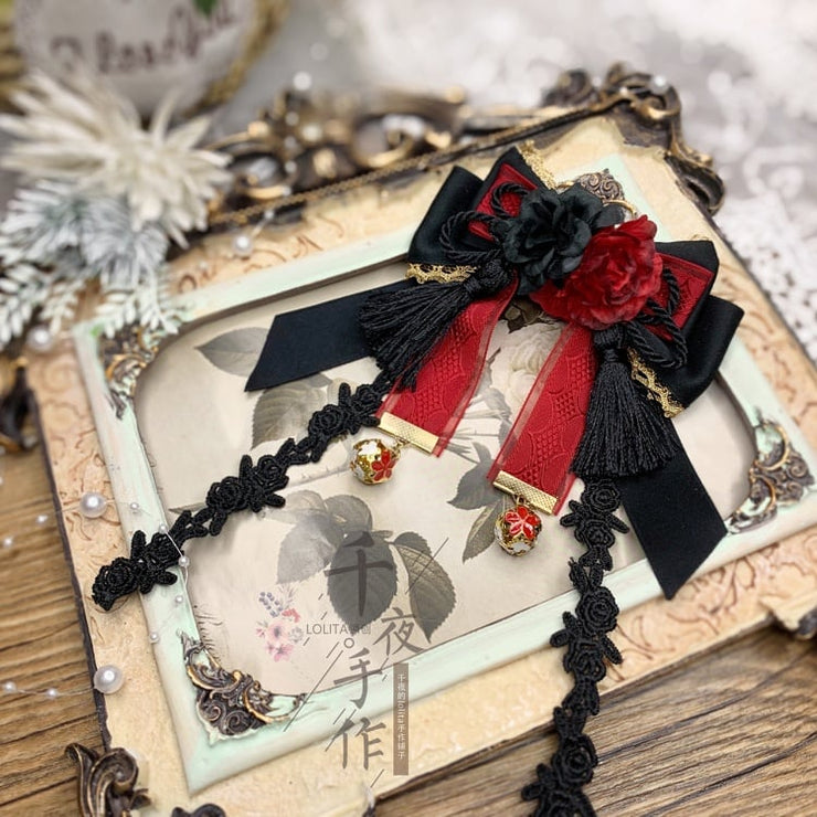 Black and Red Wa / Han Lolita Hairclip