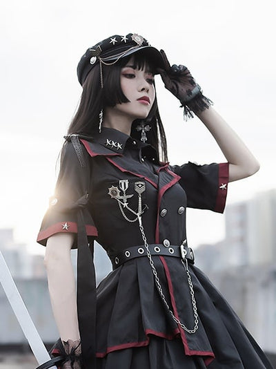 Black Gothic Military Style Hat