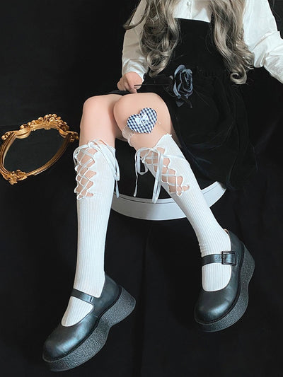 Lace-up Front or Back Underknee Lolita JK Stockings