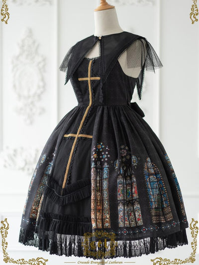 Black Church Stained Window Jumper Skirt Gothic Dress