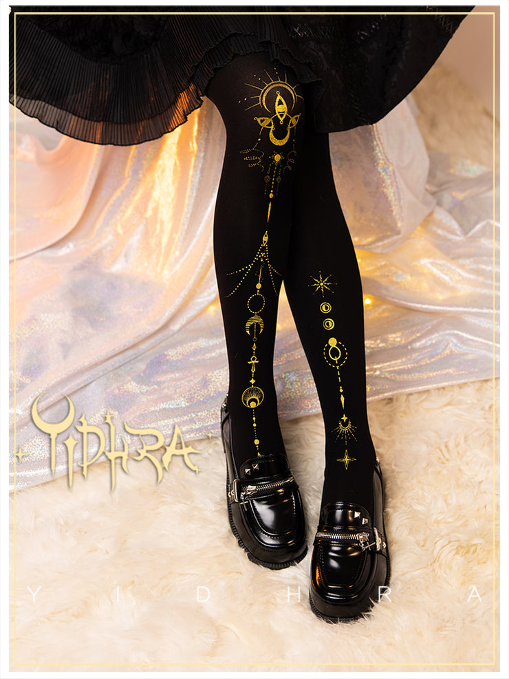 Asymmetrical Print Lolita Tights