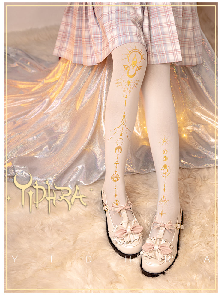 Asymmetrical Print Lolita Tights