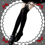 Symmetrical Rose Pattern Punk Lolita Tights