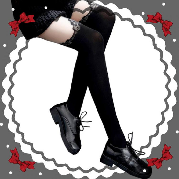 Symmetrical Rose Pattern Punk Lolita Tights