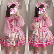 【Rabbit Dessert Chef】~Original Design of White Sugar GirllolitaDress SweetjskSuspender Dress