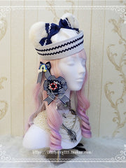 Navy Style Teddy Ear Handmade Hat