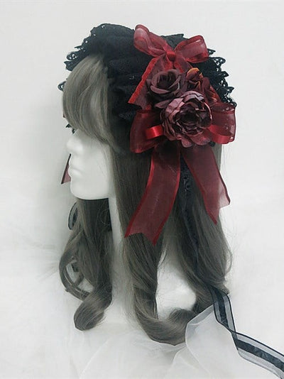 Handmade Gothic Lolita Red Rose Hairband
