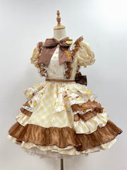 Pompompurin Print Yellow Birthday Dress Plaid Pattern One Piece