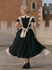 Black and White Maid Dress Apron Design One Piece