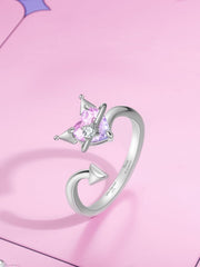 Kuromi Purple Heart Silver Ring