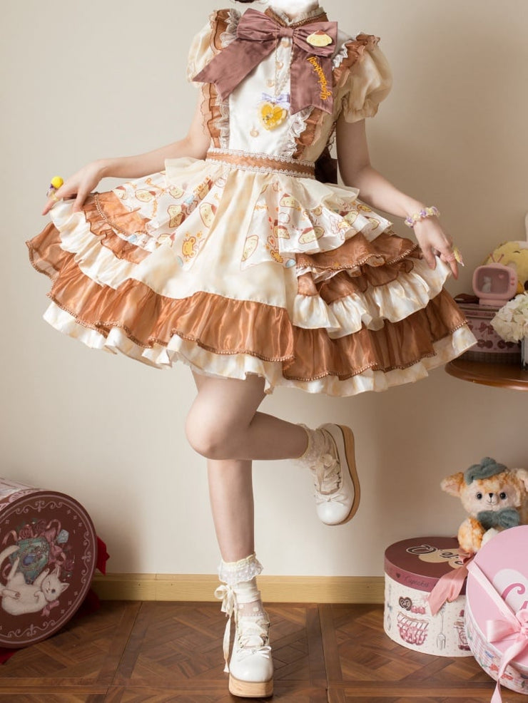 Pompompurin Print Yellow Birthday Dress Plaid Pattern One Piece