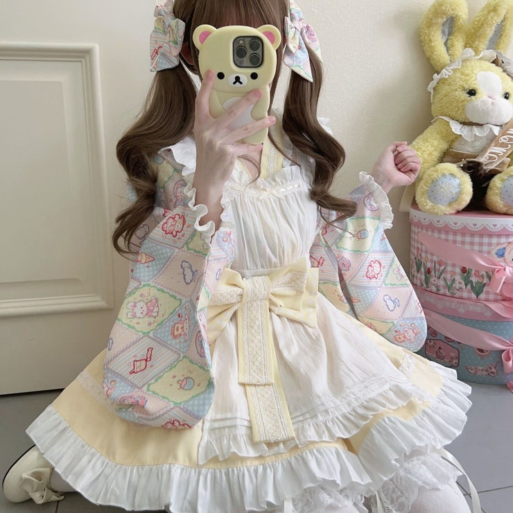 【Zhaohe Sweet Pet】~Original Design of White Sugar GirlLolitaDress Cute Japanese Style Maid Dress Summer