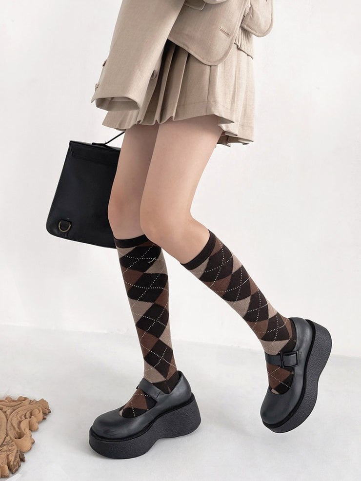 Rhombic Lattice Classic Underknee Lolita Stockings