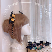 Handmade Halloween Bat Wing Gem Bowknot Lolita Hairclips