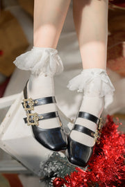 Pearl Lolita Cotton Underknee Flounce Stockings / Socks