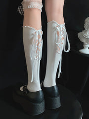 Lace-up Front or Back Underknee Lolita JK Stockings