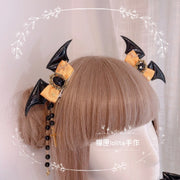 Handmade Halloween Bat Wing Gem Bowknot Lolita Hairclips