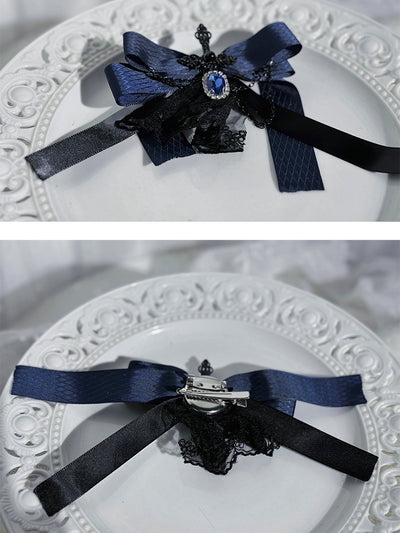 Black and Dark Blue Bowknot Hairclip/Brooch
