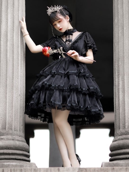 Dawn Night Banquet Black Edward Neck Kuro Princess Lolita One Piece