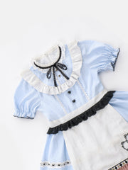 Blue Alice in Wonderland Dress One Piece with Removable Rabbit Ears Back