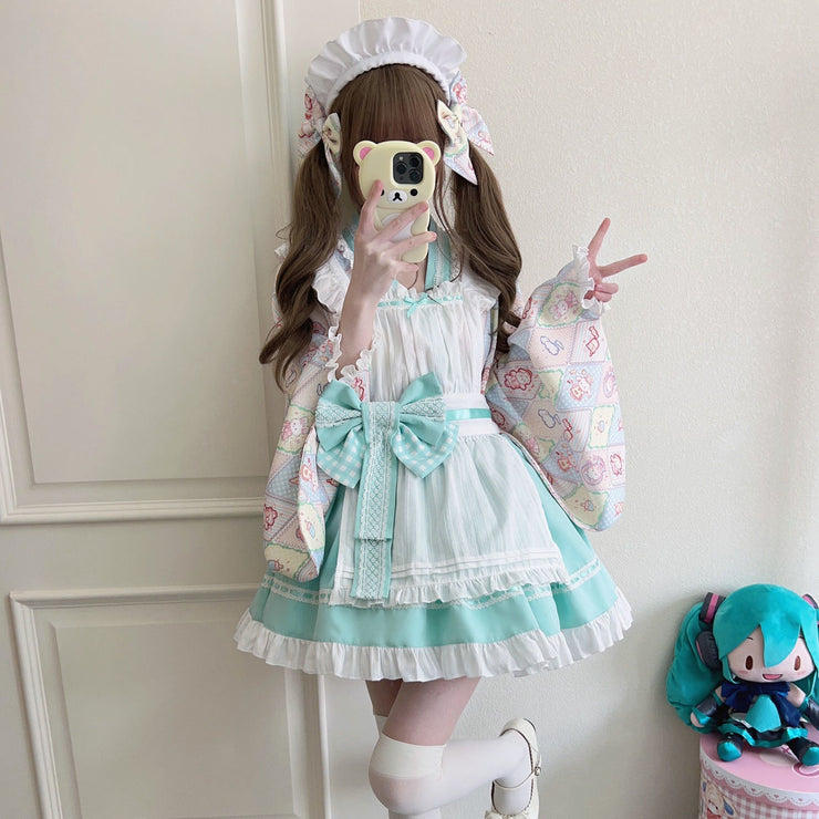 【Zhaohe Sweet Pet】~Original Design of White Sugar GirlLolitaDress Cute Japanese Style Maid Dress Summer