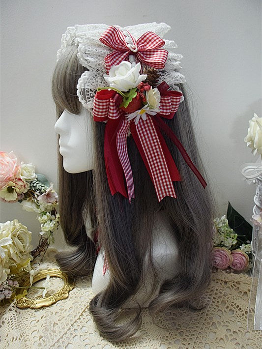 Handmade Sweet Lolita Cute Strawberry Berry Bowknot KC