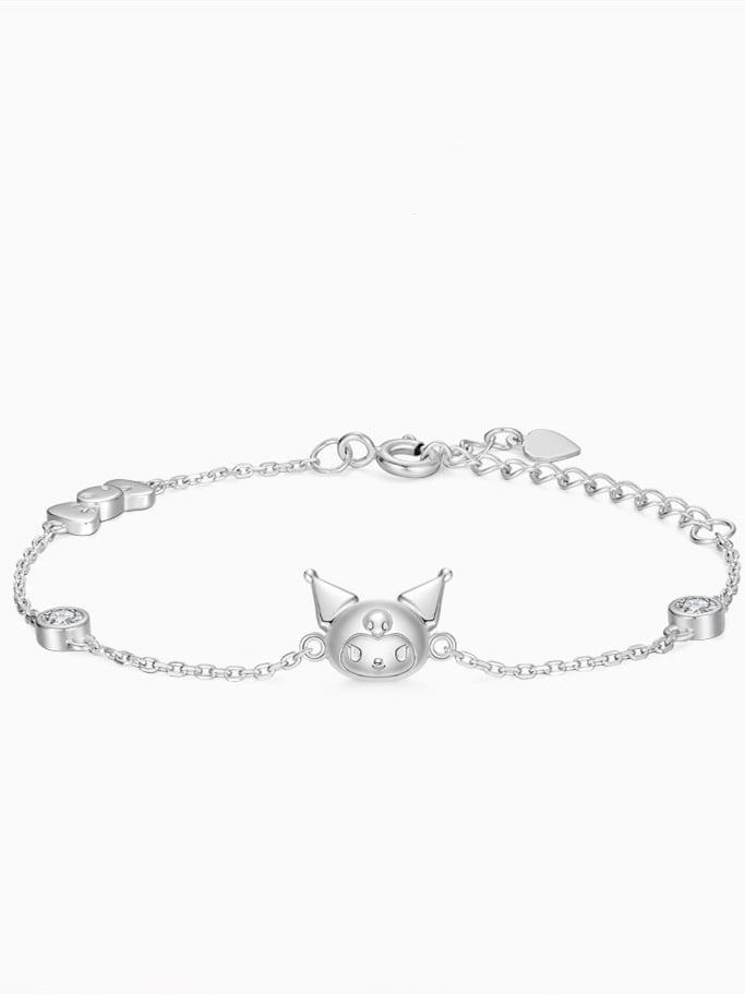 Kuromi Skull Bowknot Design Sterling Silver Bracelet Gift Box