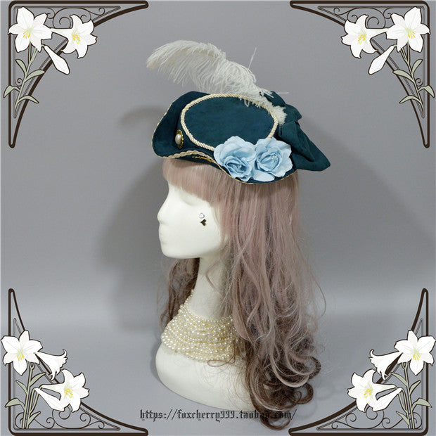Classical Pastoral Feather Flower Decorated Handmade Hat