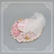 Gorgeous Feather Flowers Bowknots Decorated Handmade Hat