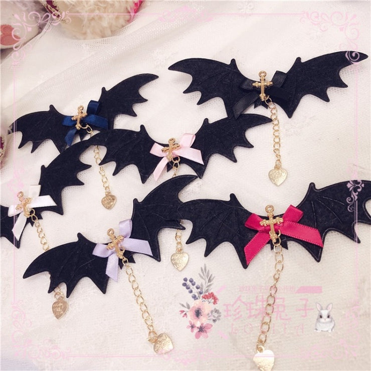 Bat Cross Handmade Halloween Hairclip or Brooch