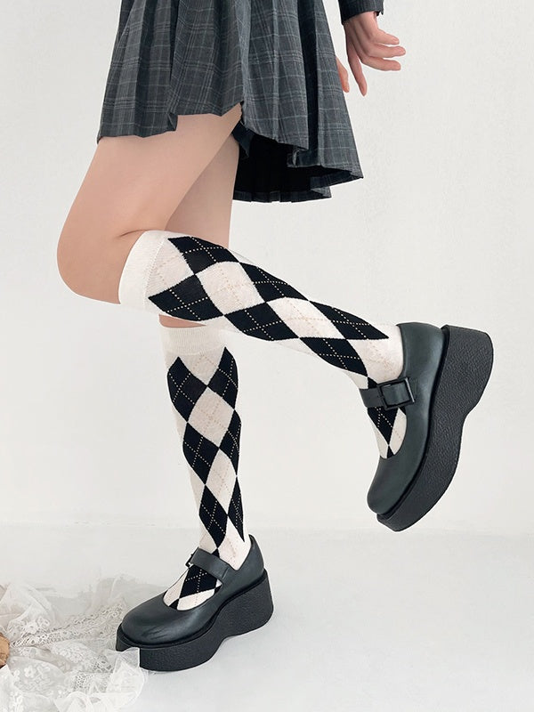 Rhombic Lattice Classic Underknee Lolita Stockings