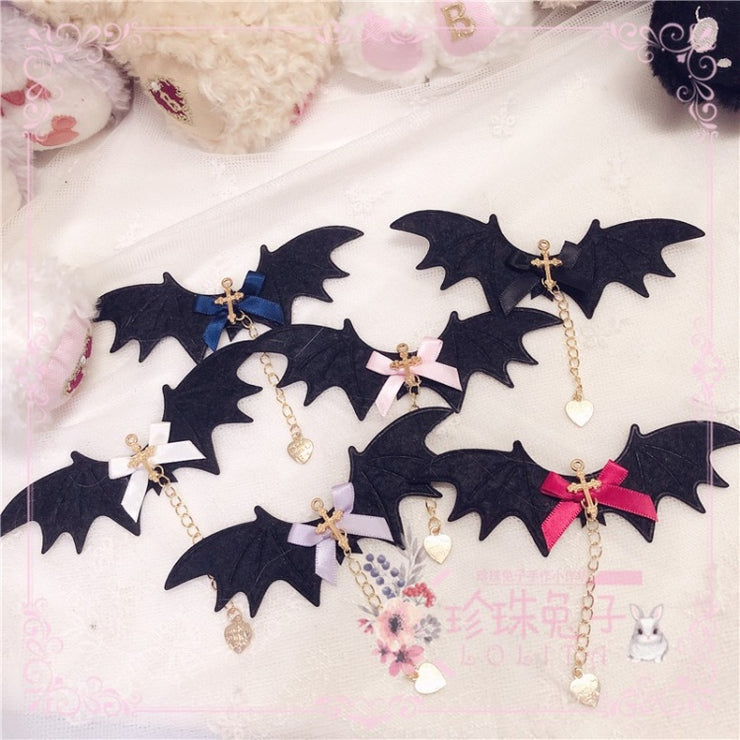 Bat Cross Handmade Halloween Hairclip or Brooch