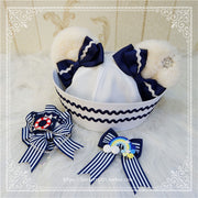 Navy Style Teddy Ear Handmade Hat