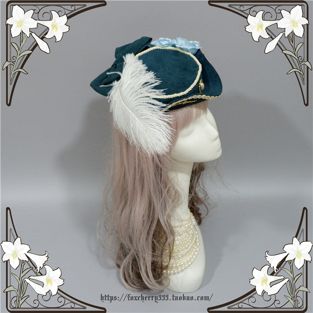 Classical Pastoral Feather Flower Decorated Handmade Hat