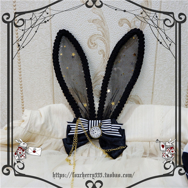 Alice Clock Detachable Bunny Ears Top Hat