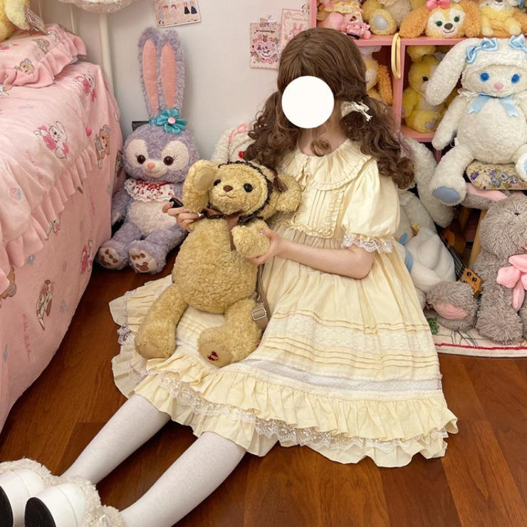 White Sugar Girl{Spot Goods}~Factory Original DesignLolitaSoft Cake Cotton Princess SleevesopShort Sleeve Dress Summer