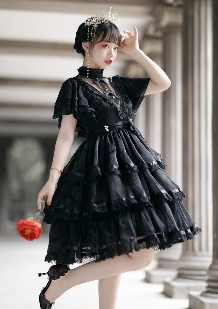 Dawn Night Banquet Black Edward Neck Kuro Princess Lolita One Piece